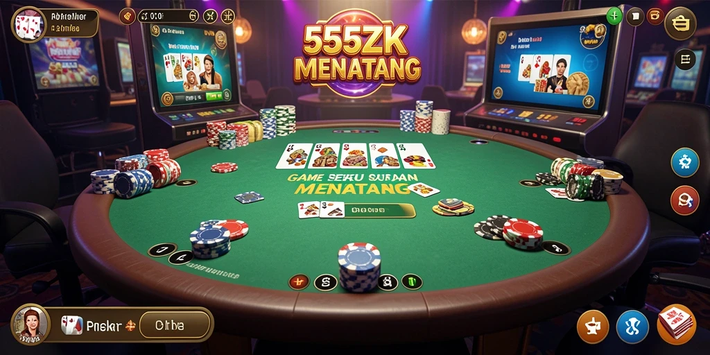 Tampilan gameplay Poker di 555ZK yang menegangkan dan seru.