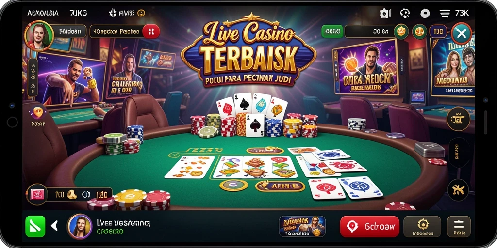 Screenshot 73K menampilkan dealer langsung dan gameplay interaktif yang seru.