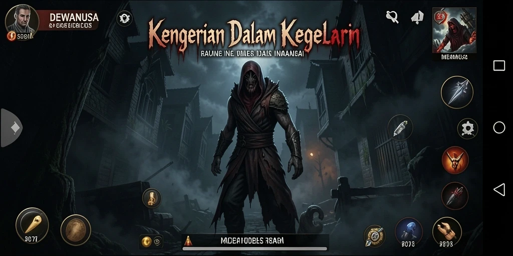 Screenshot gameplay DEWANUSA menampilkan suasana mencekam dan ketakutan yang mendalam.