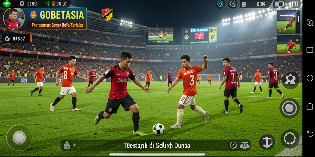 Screenshot GOBETASIA menampilkan aksi seru di lapangan sepak bola.