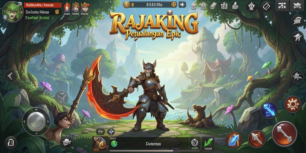 Tampilan gameplay intens dalam RAJAKING dengan grafis menakjubkan.