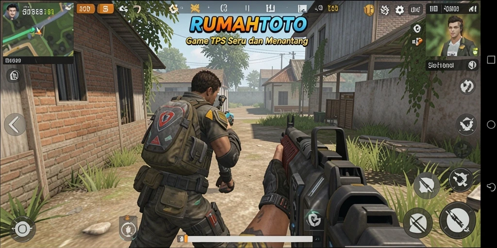 Screenshot gameplay RUMAHTOTO yang menunjukkan tindakan seru dalam TPS.