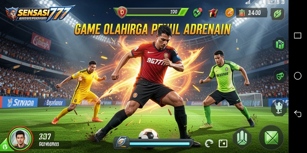 Screenshot aksi seru dalam gameplay SENSASI777 yang menampilkan pertandingan olahraga.