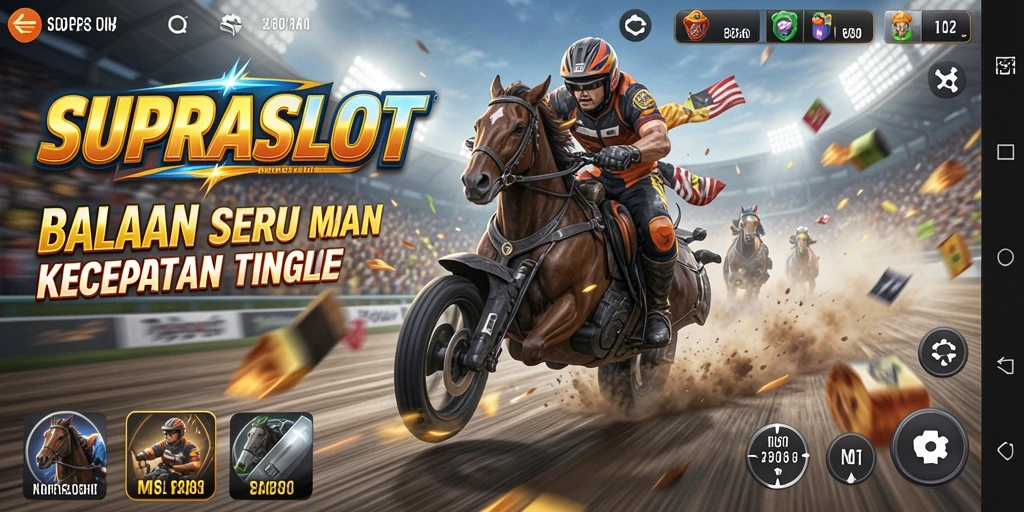 Tampilan gameplay balapan mendebarkan dari SUPRASLOT.