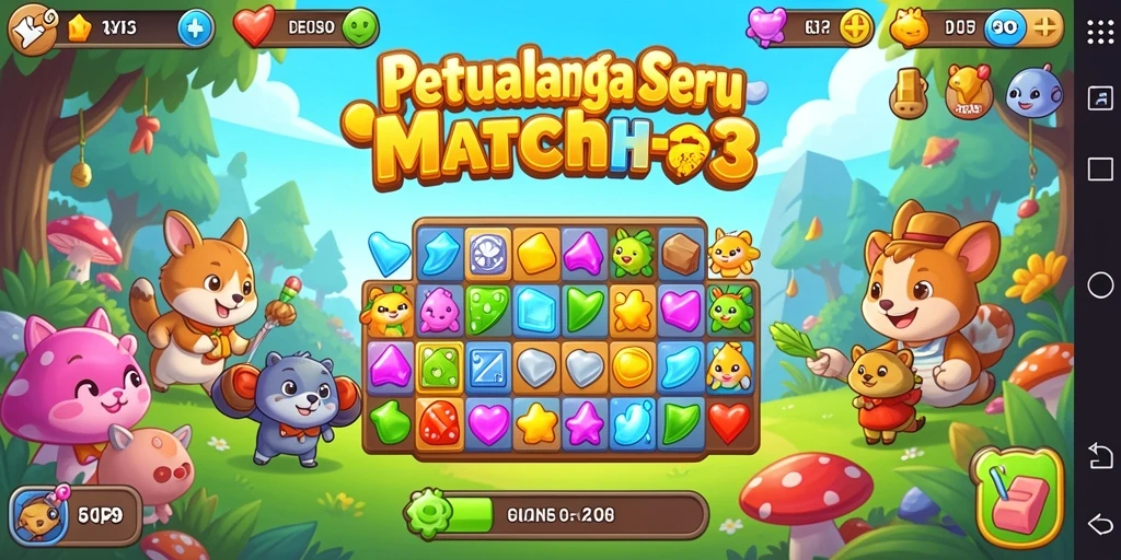 Menampilkan gameplay seru di dunia Match-3 dengan berbagai tantangan.
