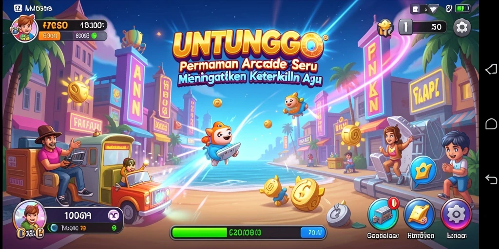 Screenshot UNTUNGGO yang menunjukkan aksi gameplay seru di dalam arena.