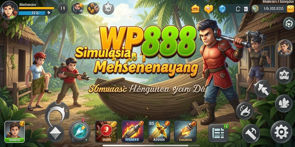 Screenshot WP888 menampilkan karakter yang berinteraksi dalam dunia simulasi.